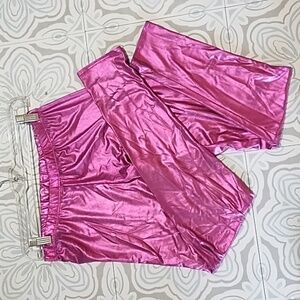 Metallic Pink Spandex Leggings Dance Party Sz L Athletic Sports